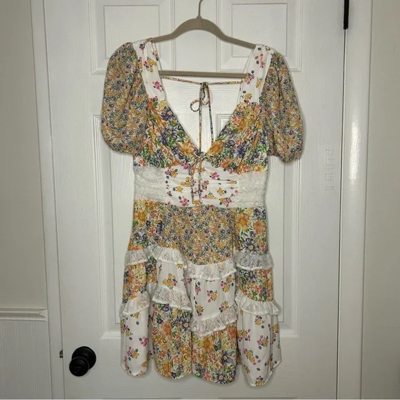 Altar’d State Aderny Patchwork Floral Mini Dress - Picture 5 of 13